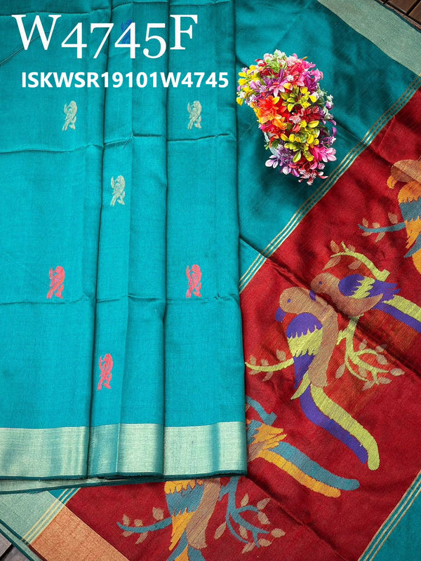 Khadi Silk Saree With Contrast Blouse-ISKWSR19101W4745