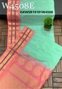 Handloom Gadwal Silk Saree With Contrast Blouse-ISKWSR19101W4508/W4510