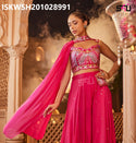 Embroidered Silk Sharara And Crop Top And Dupatta-ISKWSH201028991