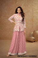 Embroidered Chinon Kurti With Sharara And Dupatta-ISKWSH211028992