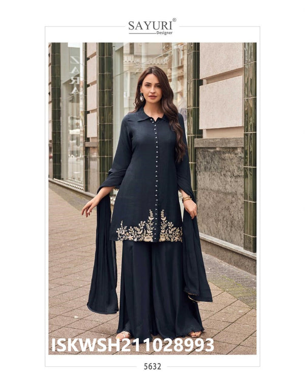 Embroidered Viscose Jacquard Silk Kurti With Sharara And Dupatta-ISKWSH211028993