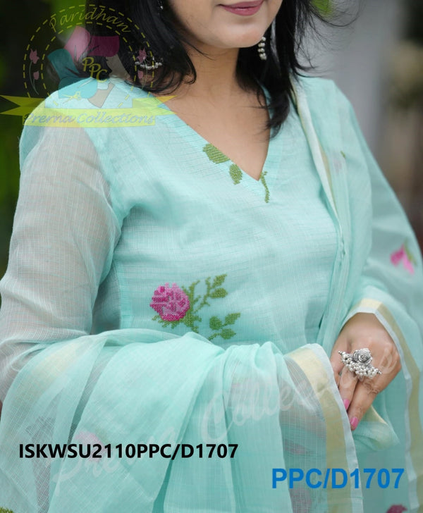 Embroidered Kota Doriya Kurti With Cotton Pant And Dupatta-ISKWSU2110PPC/D1707