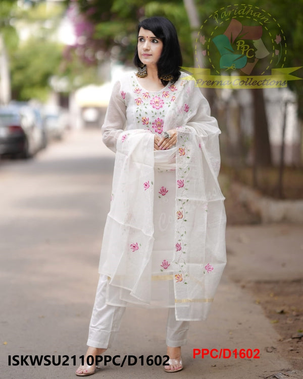 Embroidered Kota Doriya Kurti With Cotton Pant And Dupatta-ISKWSU2110PPC/D1602