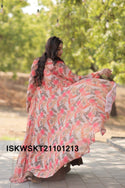 Georgette Skirt With Digital Printed Blouse And Shrug-ISKWSKT21101213