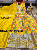 Digital Printed Organza Silk Gown With Organza Dupatta-ISKWGN2310NP2517