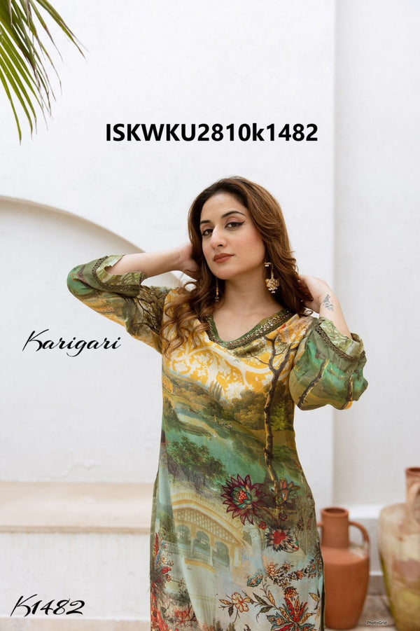 Printed Viscose Maslin Kurti With Pant-ISKWKU2810k1482