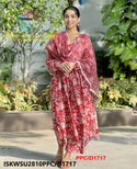 Hand Block Printed Cotton Anarkali Kurti With Pant And Kota Doriya Dupatta-ISKWSU2810PPC/D1717