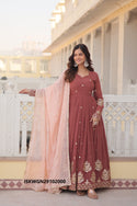 Embordered Georgette Gown With Dupatta-ISKWGN29102000