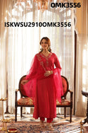 Embroidered Shimmer Anarkali Kurti With Shantoon Pant And Organza Dupatta-ISKWSU2910OMK3556