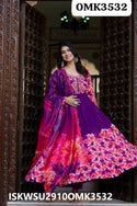 Embroidered Georgette Anarkali Kurti With Shantoon Pant And Organza Dupatta-ISKWSU2910OMK3532