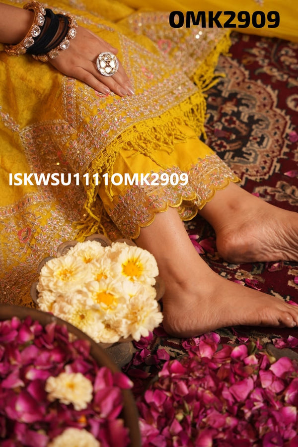 Self Printed Organza Anarkali Kurti With Pant And Dupatta-ISKWSU1111OMK2909