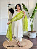 Embroidered Cotton Kurti With Pant And Art Silk Dupatta-ISKWSU12118521