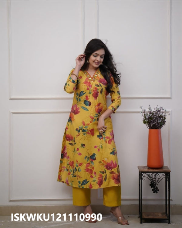 Printed Cotton Kurti With Pant-ISKWKU121110990