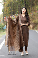 Handloom Cotton Kurti With Cotton Pant And Dupatta-ISKWSU1211RC1146