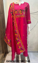 Embroidered Modal Silk Kurti With Pant And Crafted Dupatta-ISKWSU1211RC1141