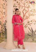 Embroidered Silk Kurti With Pant And Dupatta-ISKWSU14118523