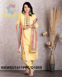 Cotton Schiffli Kurti With Pant And Digital Printed Organza Dupatta-ISKWSU1411PPC/D1573