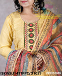 Cotton Schiffli Kurti With Pant And Digital Printed Organza Dupatta-ISKWSU1411PPC/D1573