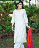 Cotton Kurti With Pant And Bandhej Printed Silk Dupatta-ISKWSU14111230