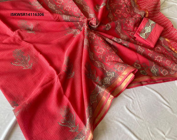 Printed Kota Doriya Saree With Blouse-ISKWSR14116306