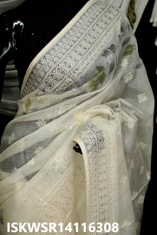 Chikankari Kota Silk Saree With Blouse-ISKWSR14116308