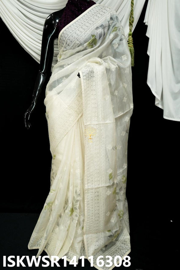 Chikankari Kota Silk Saree With Blouse-ISKWSR14116308