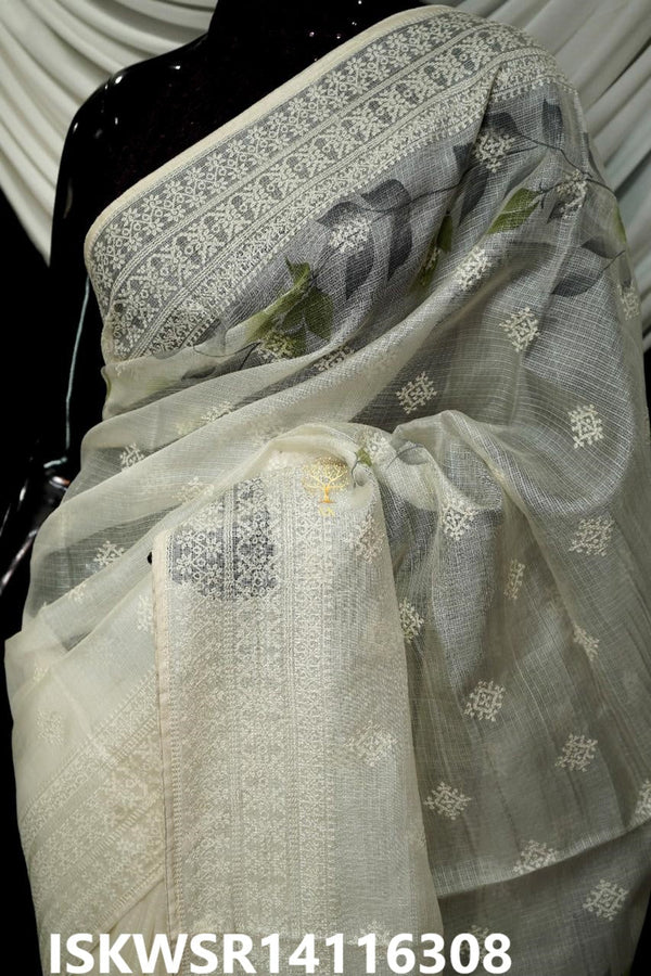 Chikankari Kota Silk Saree With Blouse-ISKWSR14116308