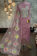 Embroidered Organza Kurti With Shantoon Bottom And Dupatta-ISKWFBL14116303