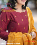 Handloom Weaved Silk Kurti With Silk Pant And Zari Dupatta-ISKWSU1811PPC/D1694