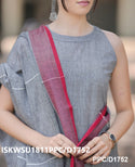 Handloom A-Line Kurti With Handloom Cotton Palazzo And Linen Dupatta-ISKWSU1811PPC/D1852