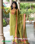 Handloom Cotton Kurti With Handloom Pant And Linen Dupatta-ISKWSU1811PPC/D1224