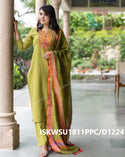 Handloom Cotton Kurti With Handloom Pant And Linen Dupatta-ISKWSU1811PPC/D1224