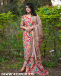 Kalamkari Printed Handloom Cotton Silk Kurti With Cotton Silk Pant And Dupatta -ISKWSU1811PPC/D1275