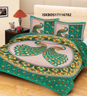 Jaipuri Printed Double Bed-Sheet With 2 Flap Pillow Cover Set-ISKBDS17116782