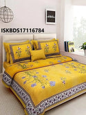 Jaipuri Printed Double Bed-Sheet With 2 Flap Pillow Cover Set-ISKBDS17116784