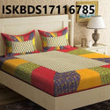 Jaipuri Printed Double Bed-Sheet With 2 Flap Pillow Cover Set-ISKBDS17116785