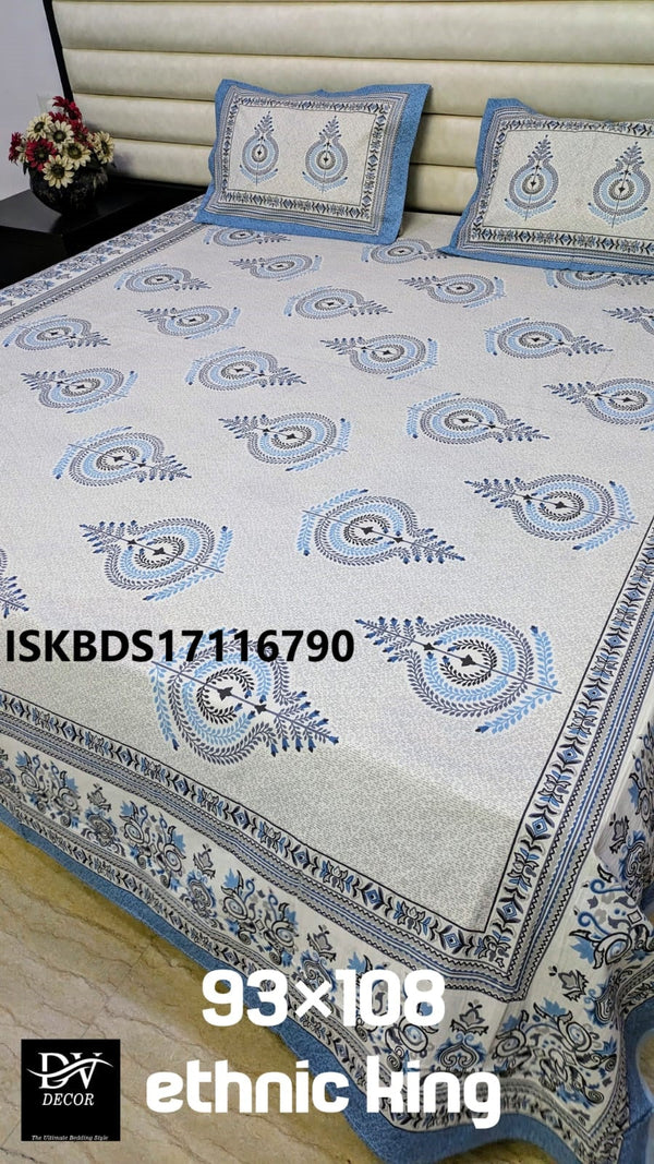 Cotton King Size Bedsheet With Pillow Cover-ISKBDS17116790