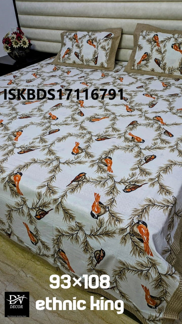 Cotton King Size Bedsheet With Pillow Cover-ISKBDS17116791