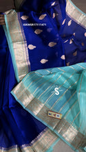 Banarasi Weaved Handloom Kora Organza Silk Saree With Contrast Blouse-ISKWSR17111471