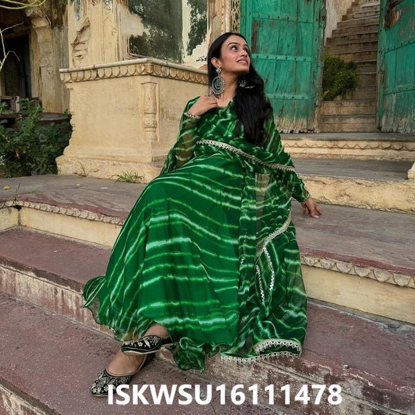 Lehariya Printed Georgette Anarkali Kurti With Butter Cotton Pant And Dupatta-ISKWSU16111478