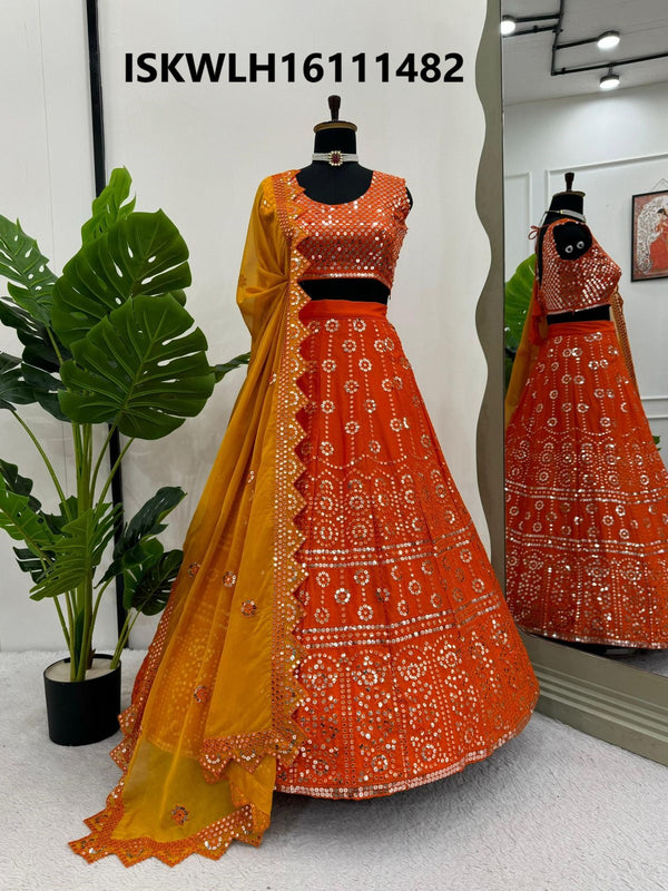 Embroidered Chinon Lehenga With Blouse And Tabby Organza-ISKWLH16111482