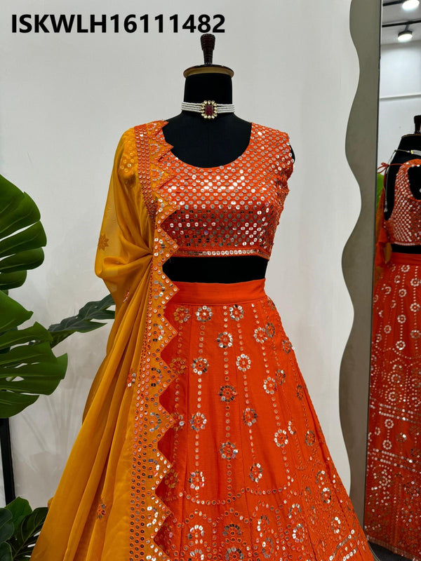 Embroidered Chinon Lehenga With Blouse And Tabby Organza-ISKWLH16111482