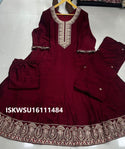 Embroidered Silk Flared Kurti With Pant And Dupatta-ISKWSU16111484