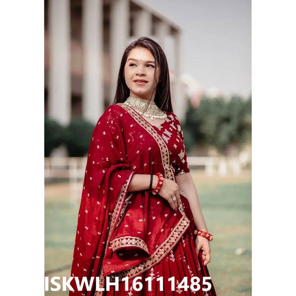 Embroidered Georgette Lehenga With Blouse And Dupatta-ISKWLH16111485