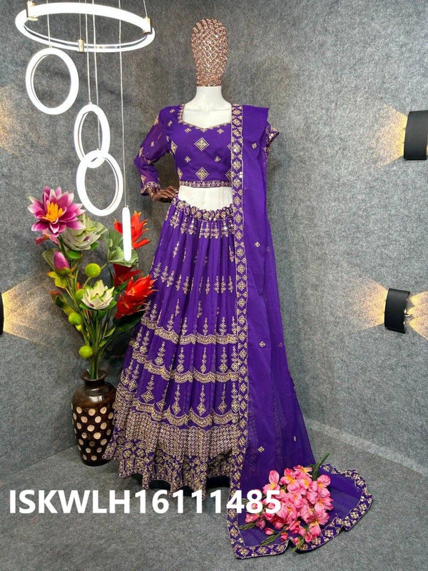 Embroidered Georgette Lehenga With Blouse And Dupatta-ISKWLH16111485