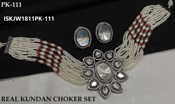 Real Kundan Choker Set-ISKJW1811PK-111