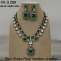 Pure Brass Real Kundan Necklace Set-ISKJW1811PK-S209