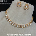 Pure Brass Real Kundan Necklace Set-ISKJW1811PKI-130