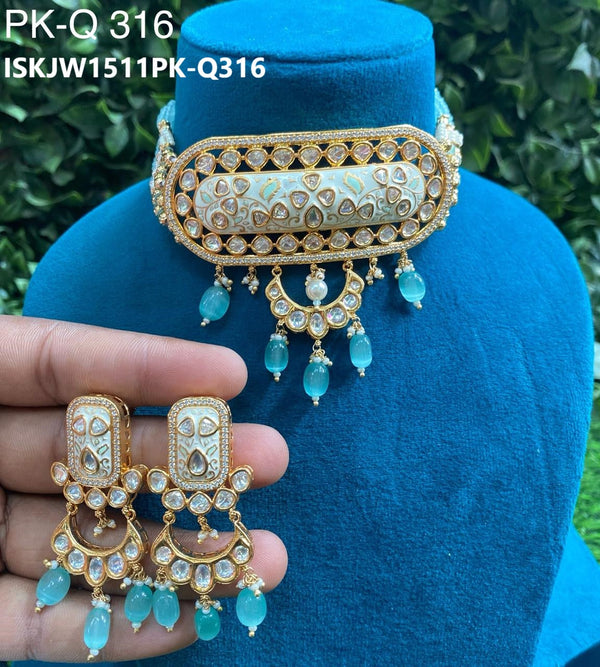 Kundan Necklace Set-ISKJW1511PK-Q316