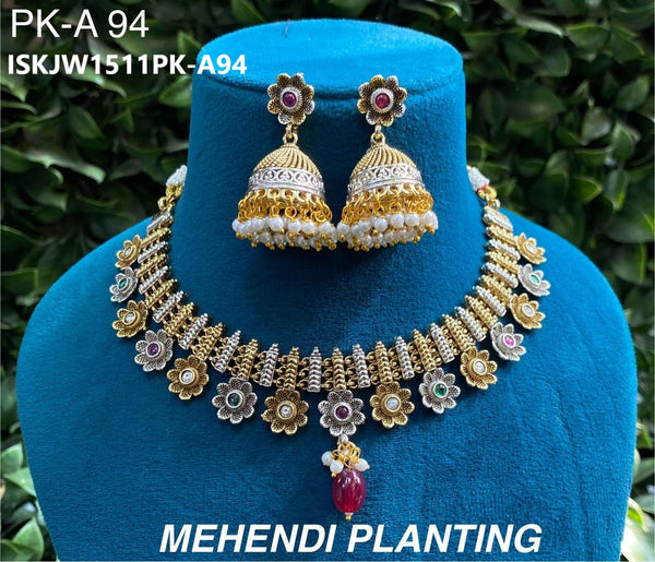 Kundan Necklace Set-ISKJW1511PK-A94